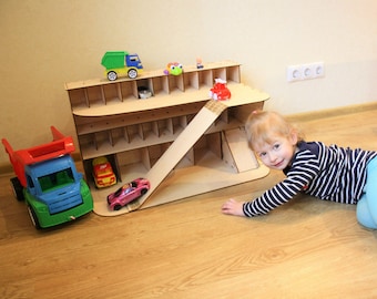 Wooden car garage, Gift for boy, Car shelf, Toy car storage, Toy garage, Toy shelves, Wooden toy garage, Wooden garage toy, Wooden garage