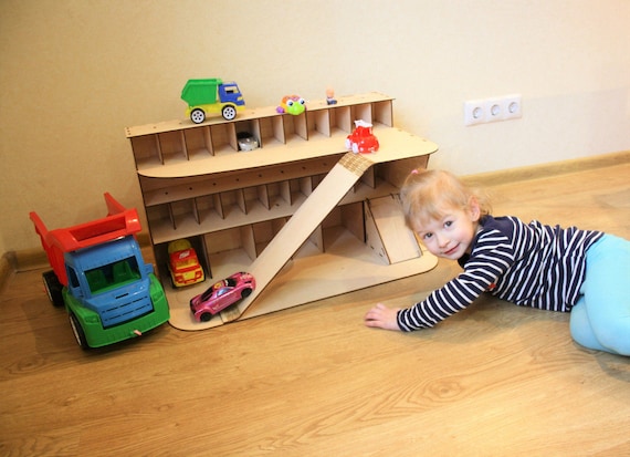 wooden toy car storage