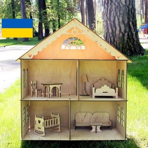 Wooden dollhouse, doll house, Wooden Dollhouse Kit, dollhouse, Doll house Wood, Wood dollhouse, Doll House, Plywood house, Wooden