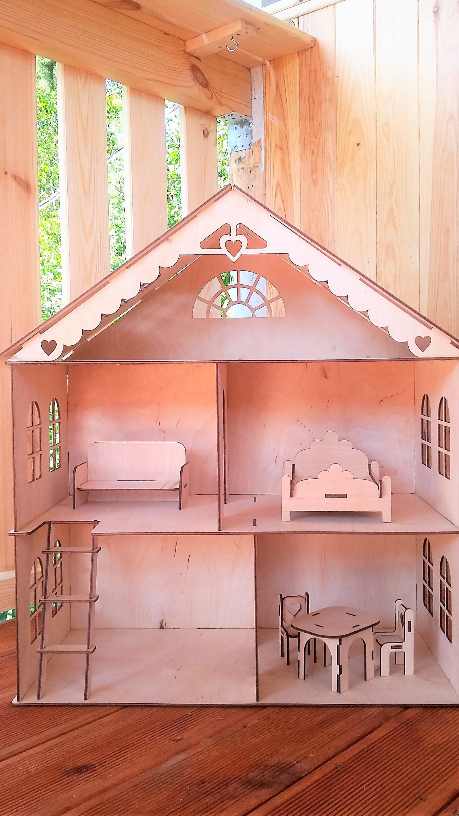Wooden Dollhouse Kit Wood Dollhouse With Stairs and Wooden Etsy