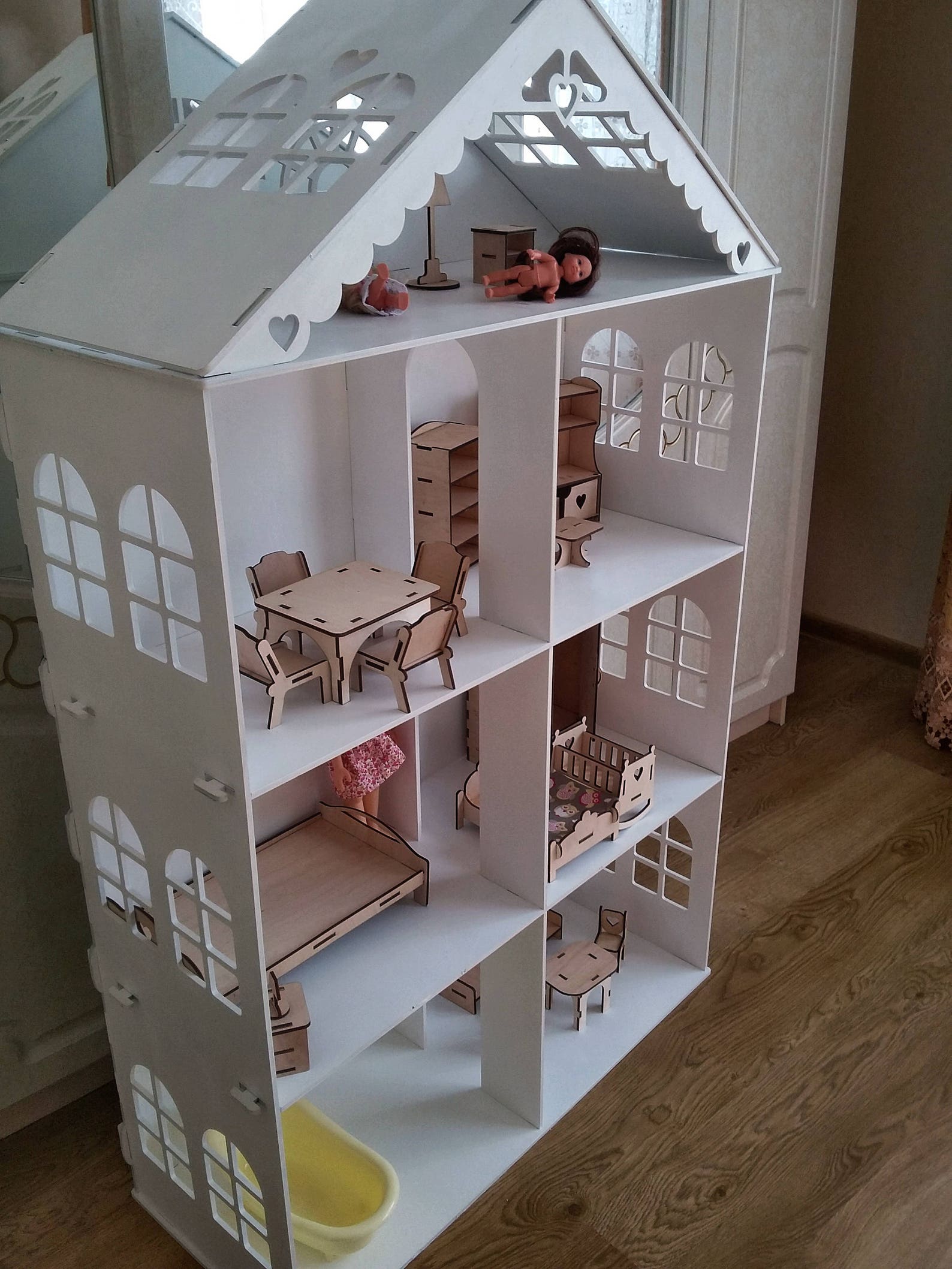 Big Wooden Barbie Dollhouse Kit 4 floors without the furniture Etsy