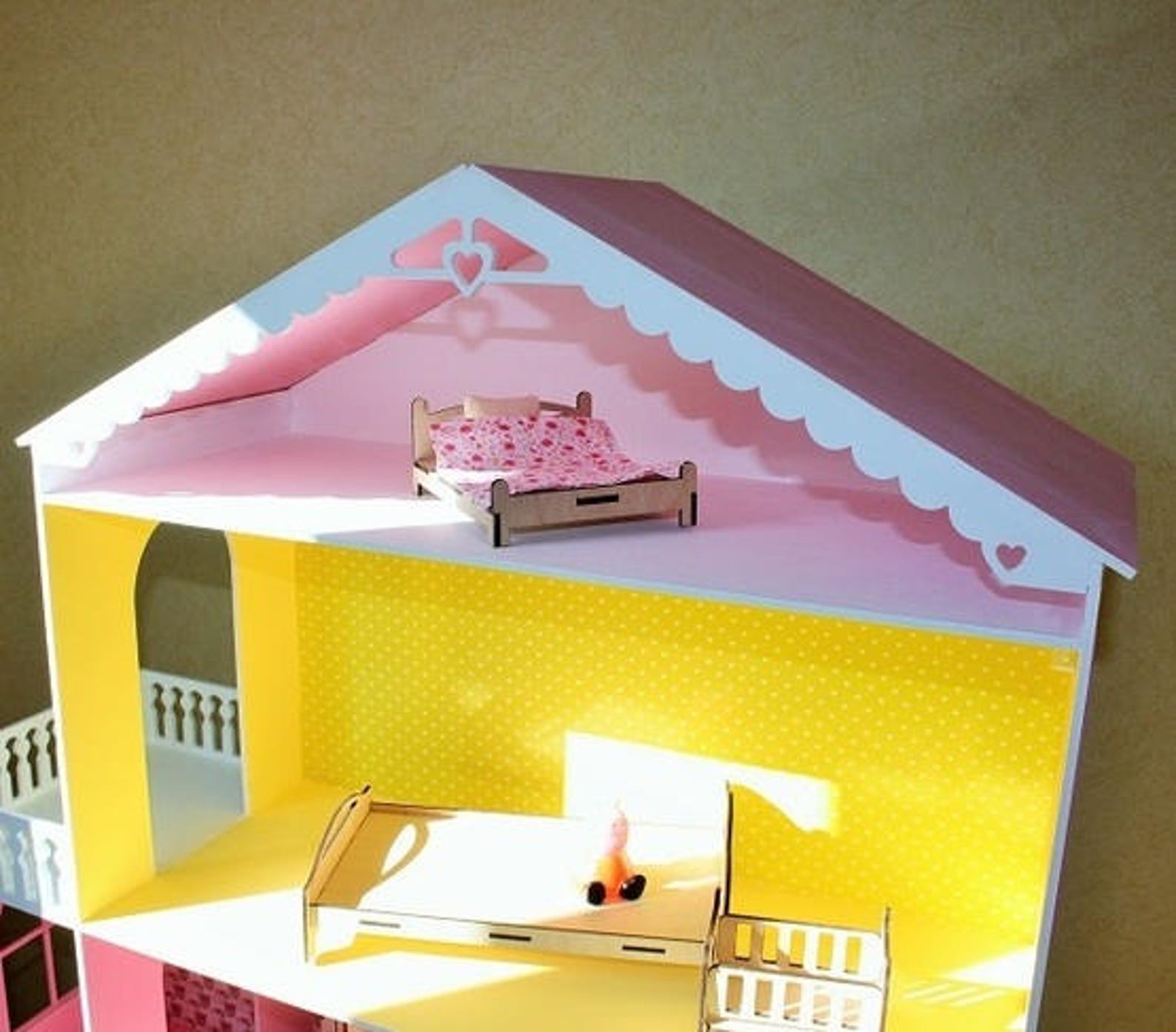 Big Dollhouse With Furniture Wooden Dollhouse Dollhouses Etsy