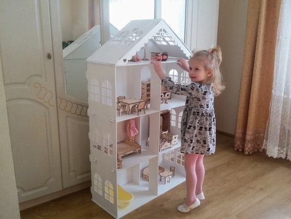 Casa de muñecas de madera 1:6, Casa de muñecas de madera, Casa de muñecas  miniatura 4 pisos, Kit de casa de muñecas -  España