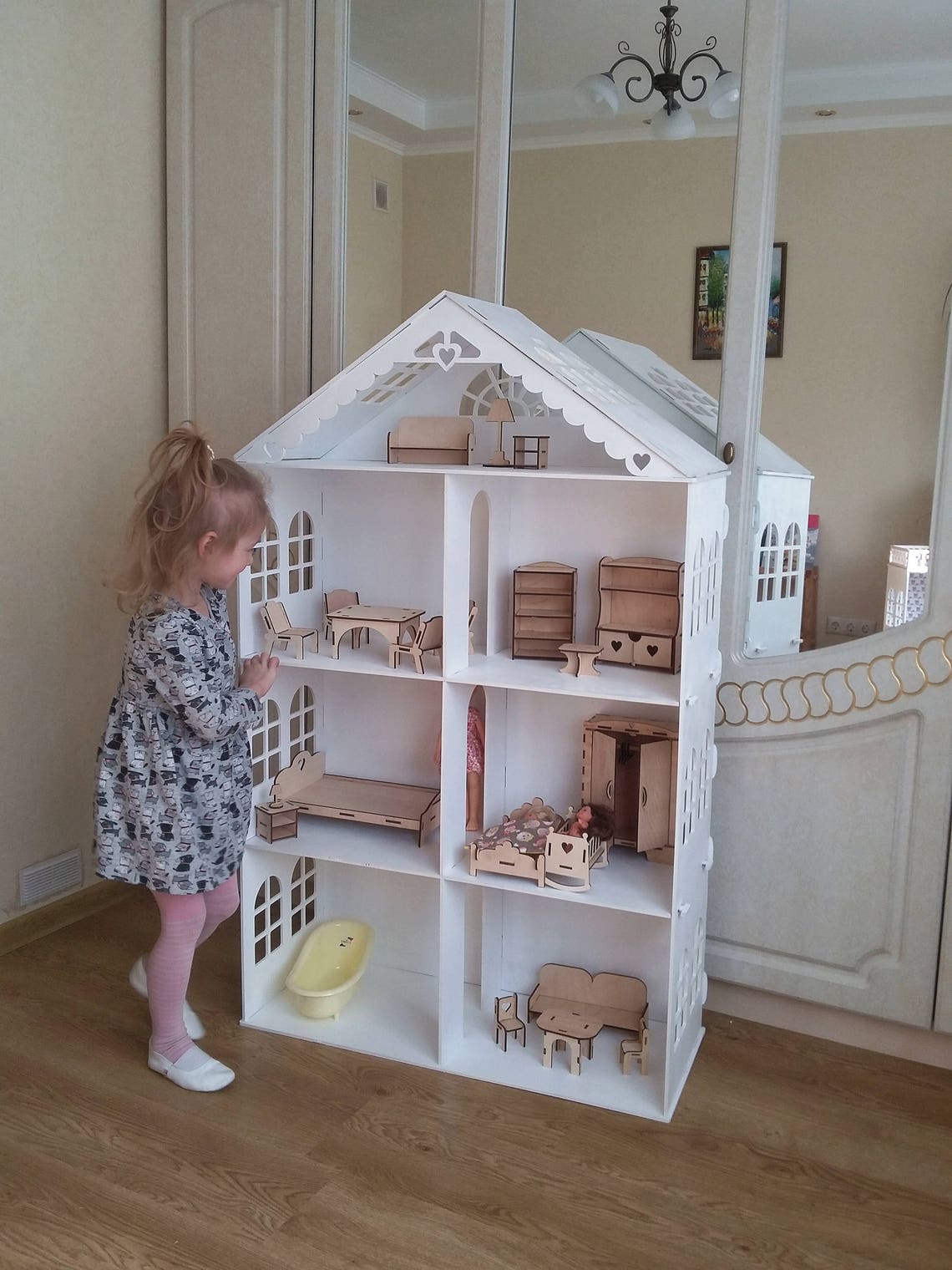 Big Wooden Barbie Dollhouse Kit 4 floors without the furniture Etsy
