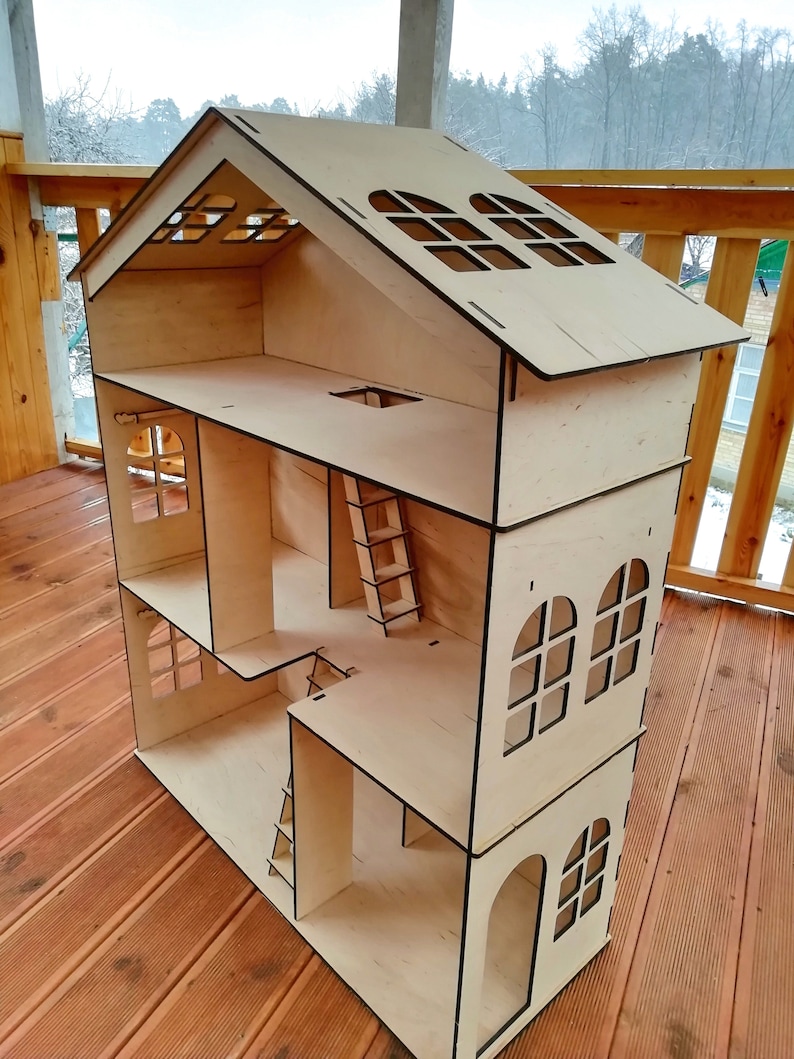 Big Wooden Barbie Dollhouse Kit 3 floors Etsy