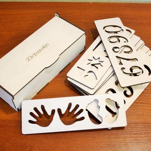 Montessori toy, Wooden stencils set, Montessori educational toy, Learning to write, Wooden toy, Numbers stencil, Writing stencil, Nikitin image 8