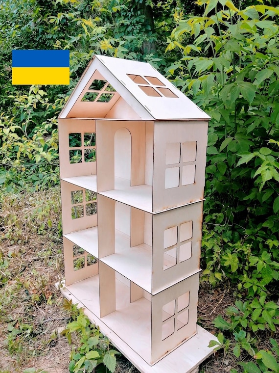 Barbie House Wooden Barbie Dollhouse Dollhouse Miniature 4 Etsy