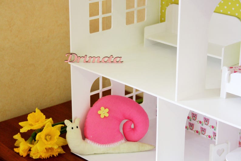 Wooden white Dollhouse kit, Plywood house, book shelf, Wood dolls house, Wooden doll house, Dollhouse Kit image 5