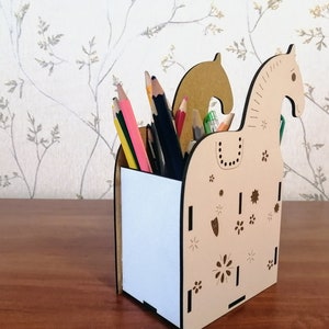 Montessori Wooden pencil holder, Children table organizer, Plywood table organiser, Children room decor, Pen holder, school gift image 6