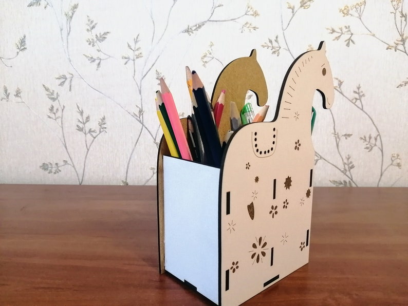 Montessori Wooden pencil holder, Children table organizer, Plywood table organiser, Children room decor, Pen holder, school gift image 6