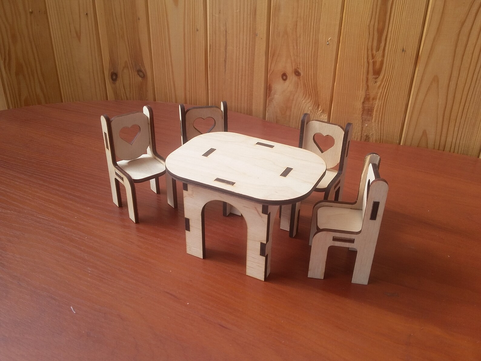 Wooden Dollhouse Table and Chairs Furniture Kit - Etsy