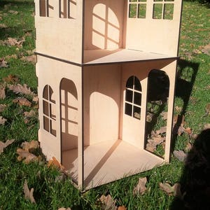 Wooden House Book Shelf, Bookshelf , Dolls house with balcony, Girl house with attic , Nursery decor, Present for girl, Plywood house image 8