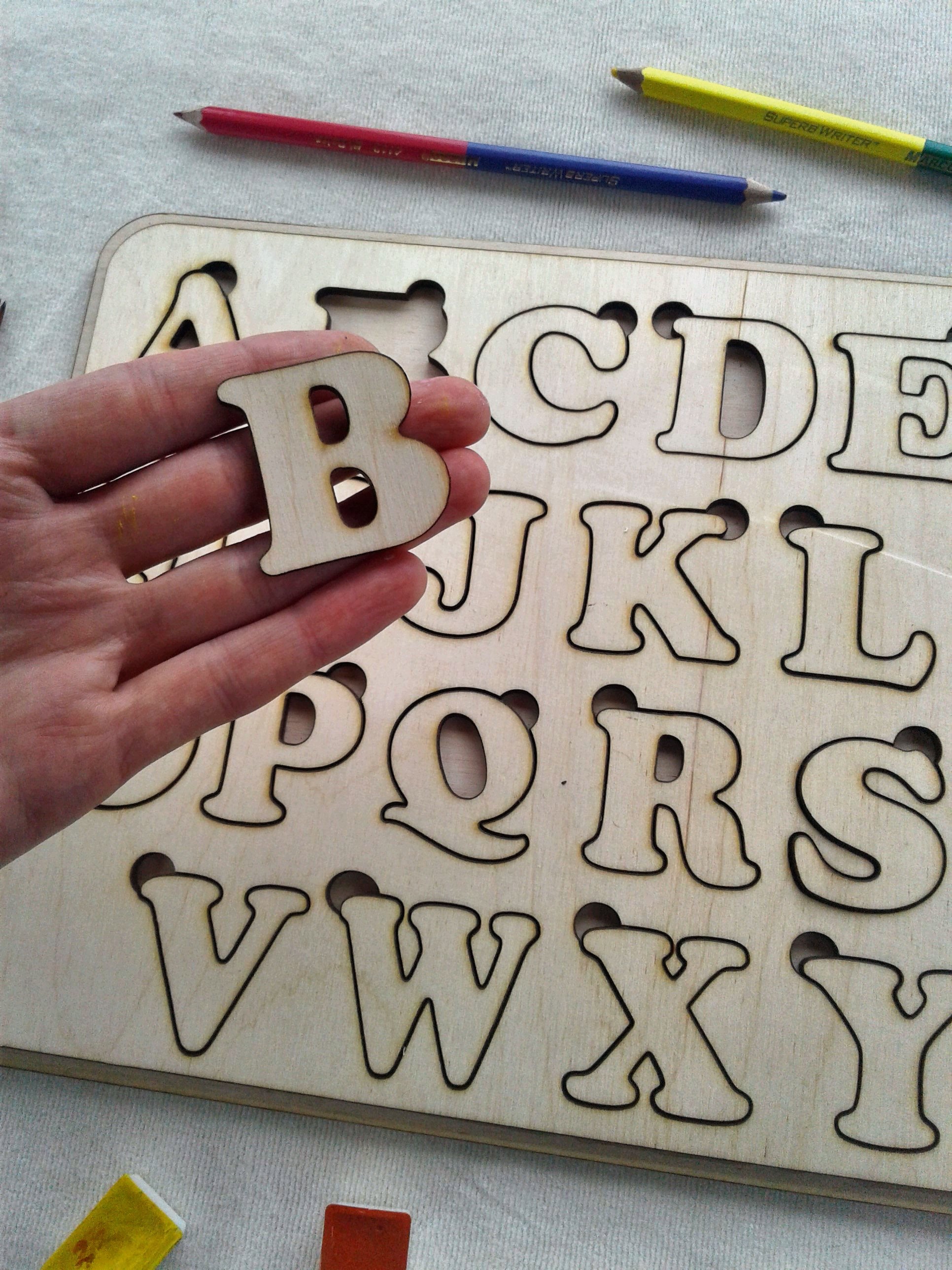 Wooden English Alphabet Letters, Letters Jigsaw, Montessori Puzzle