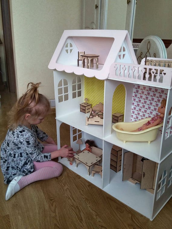 wooden dolls house for barbie