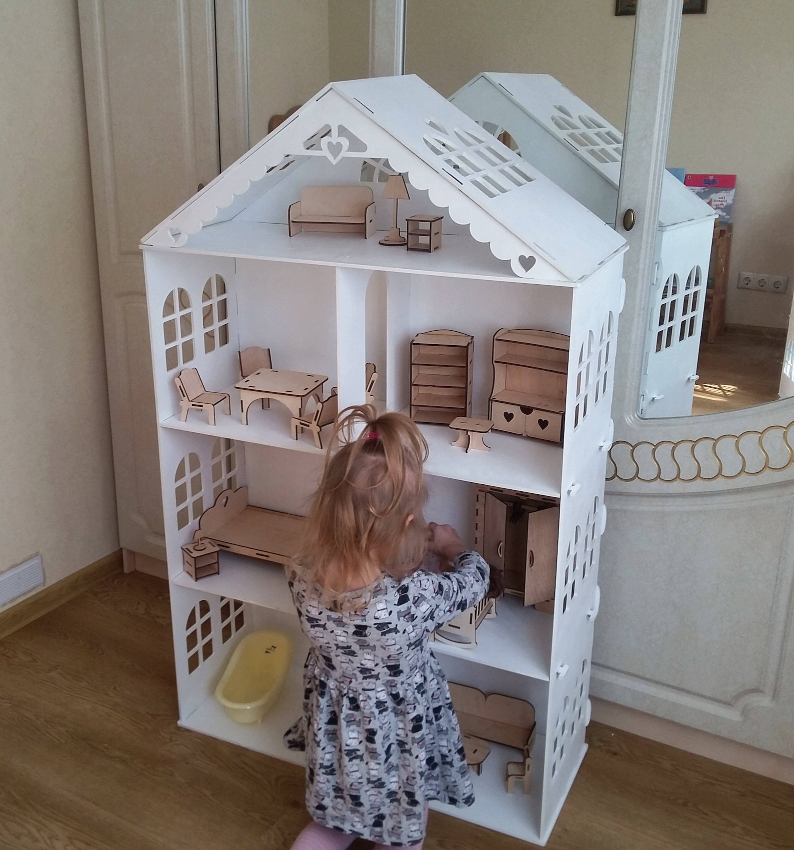 Big Wooden Barbie Dollhouse Kit 4 floors without the furniture Etsy