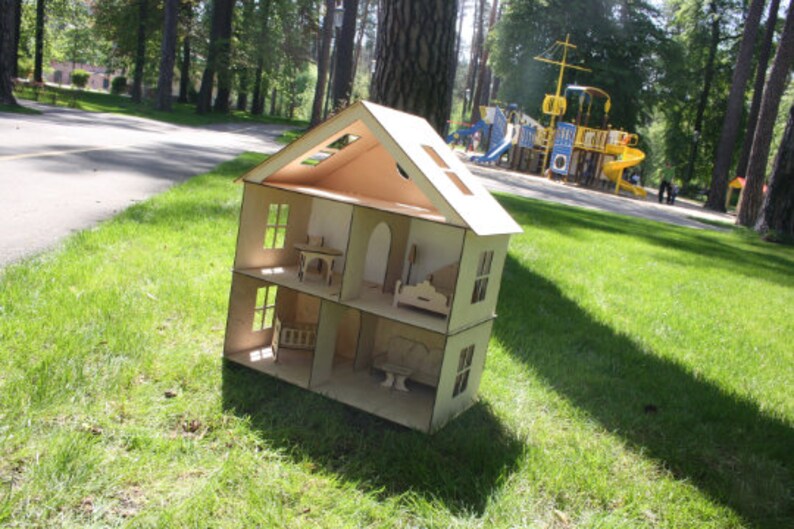 Wooden Dollhouse Doll House Wooden Dollhouse Kit Dollhouse Etsy Canada