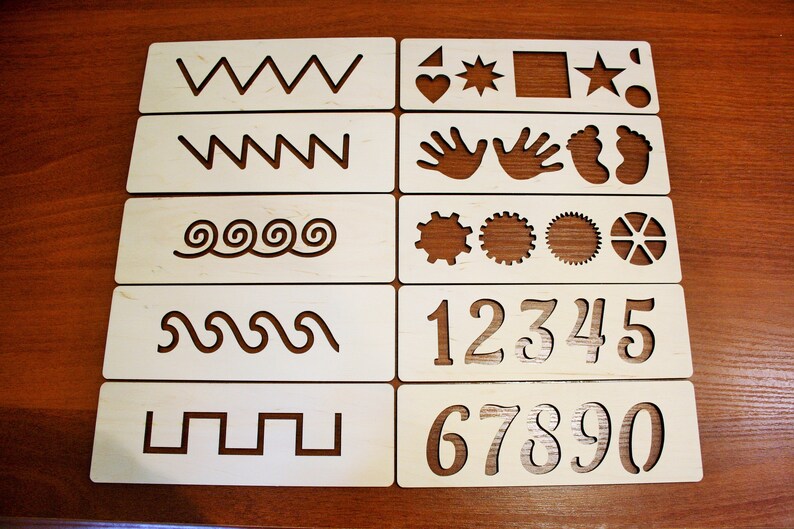 Wooden stencils set, Montessori educational toy image 3