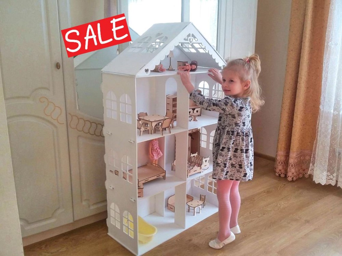 Big Wooden Barbie Dollhouse Kit 4 floors without the furniture Etsy
