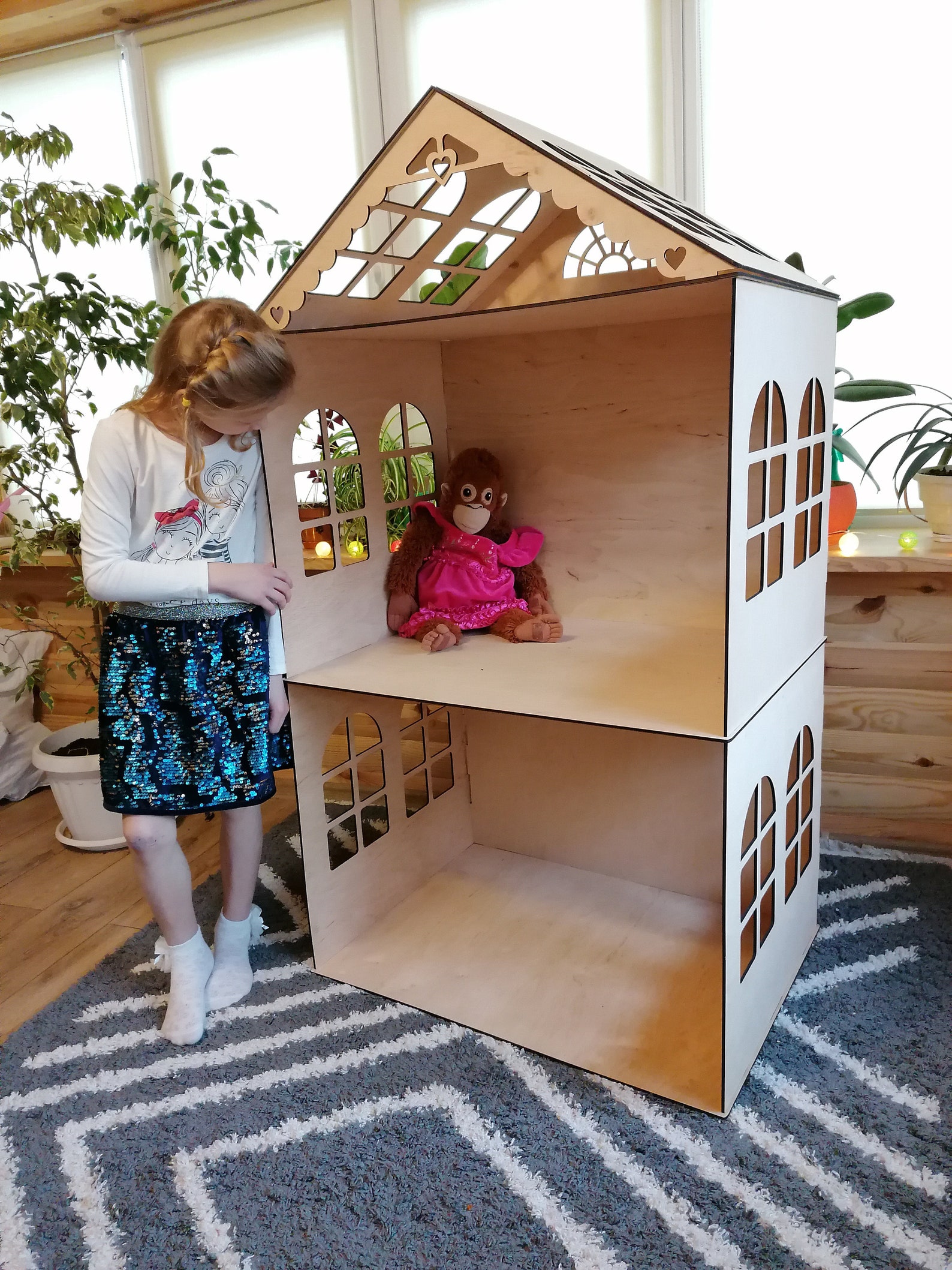 Dollhouse Big Girl Wooden 18 Inch Dollhouse Kit 2 Floors Etsy