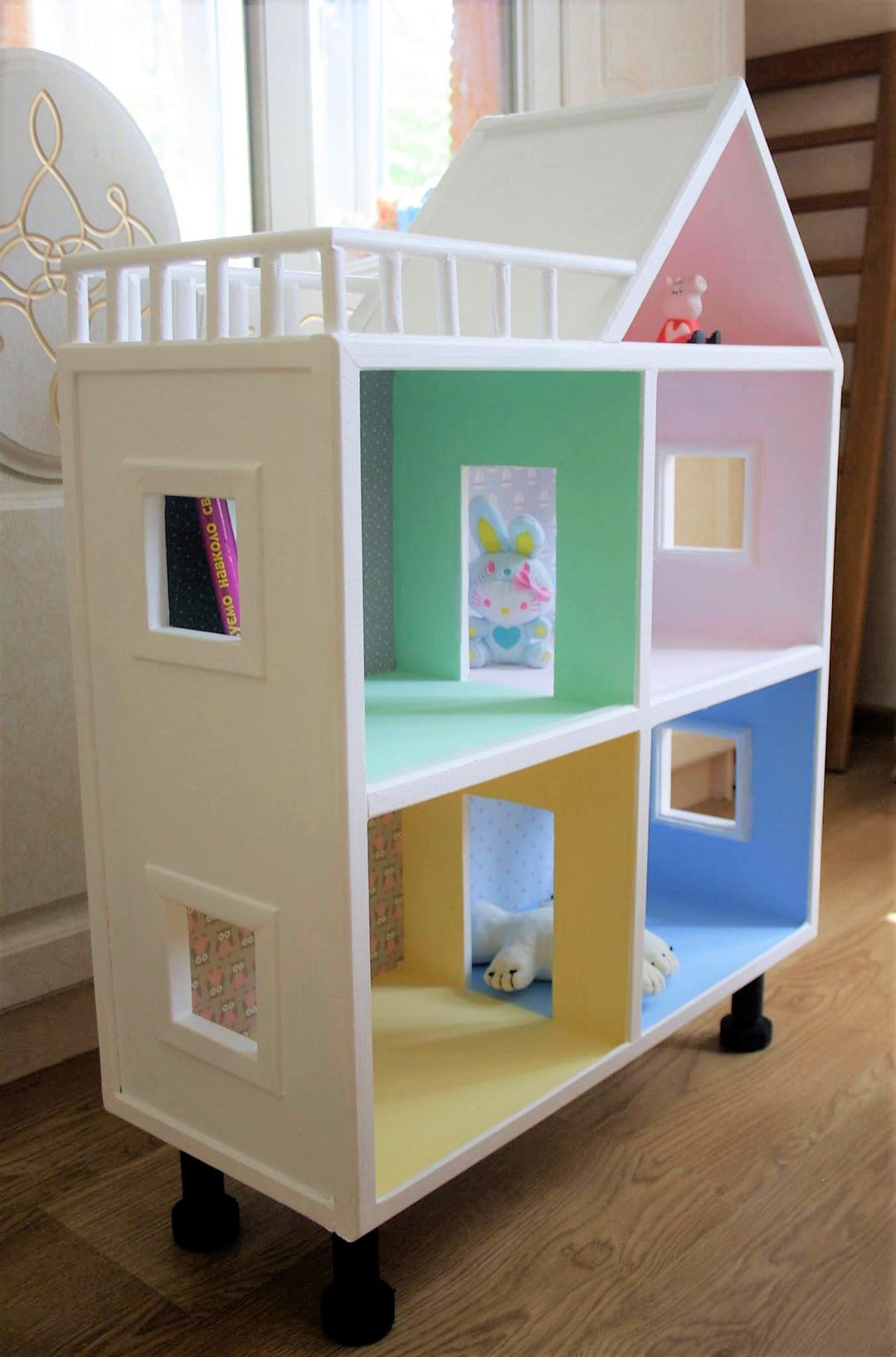 Handmade Wooden Doll House Handpainted Girl House Nursery Etsy