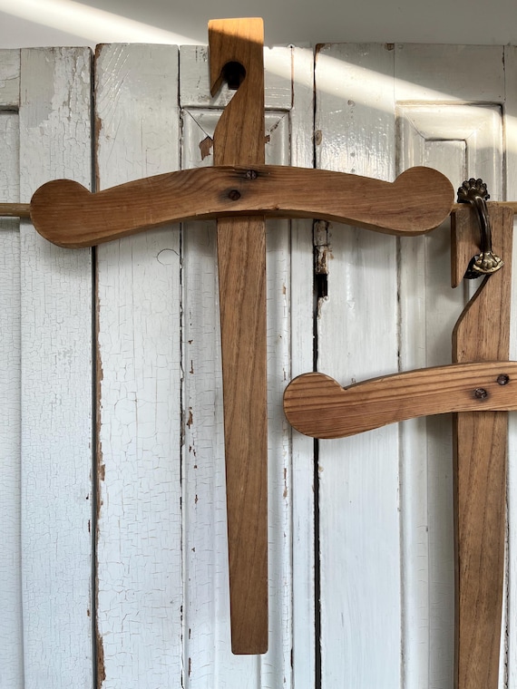 Antique French Wooden Hanger: Handmade Robe Display, Brocante Decor