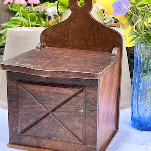 vintage French wooden carved salt box