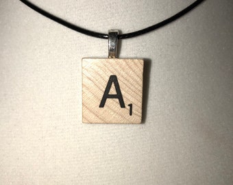 Initial "A" Scrabble Tile Pendant Nickel Free