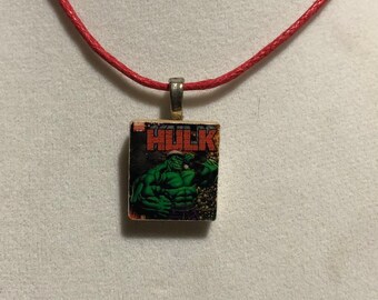 Hulk in Santa hat Scrabble Tile Pendant Nickel Free