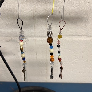 Set of 3 Silverware Themed Beaded Ornaments or Suncatchers