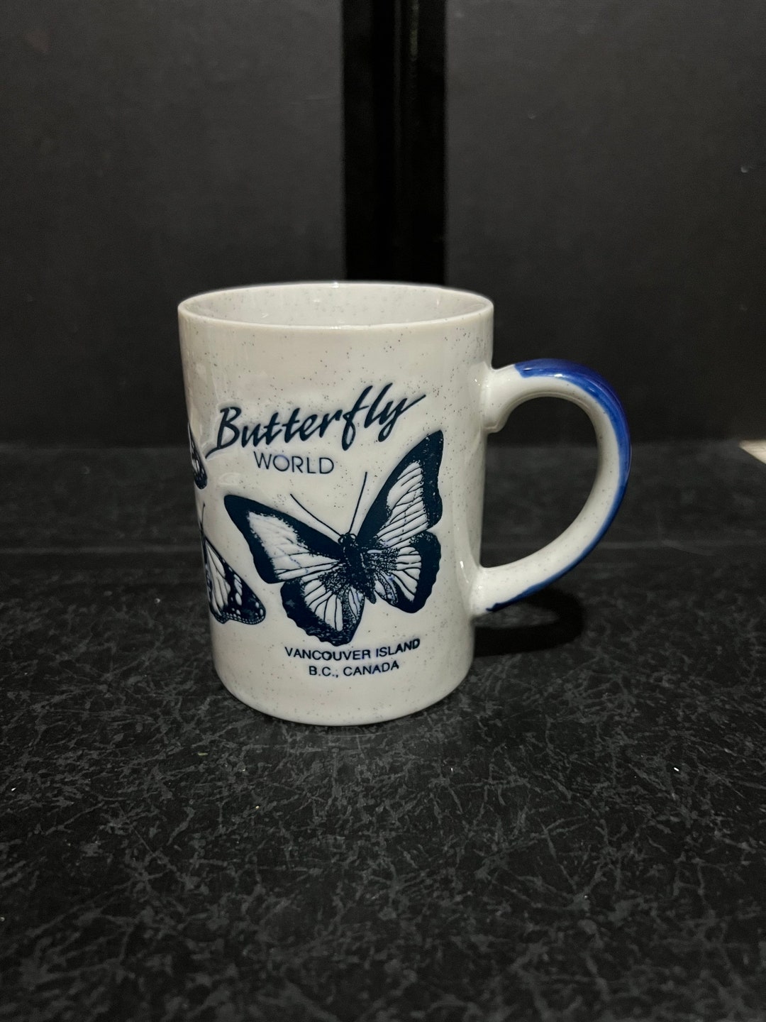 Speckled Stoneware Embossed Butterfly World Mug Vancouver Island Souvenir Poem Etsy