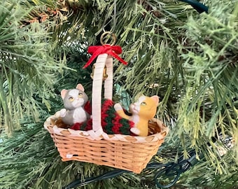 Basket Bell Players Ornament 1991 Hallmark Cards Kittens Playing (no box) cat