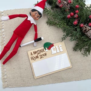 Personalized Elf Message Board | Reusable Dry Erase Sign for Elf on the Shelf Notes | Christmas Tradition Prop