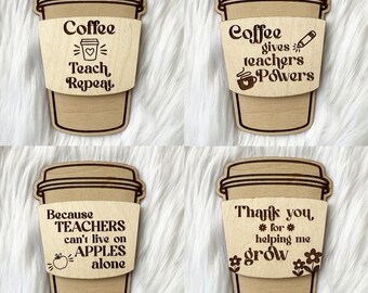 Engraved Wooden Coffee Cup Gift Card Holder - Teacher Keepsake