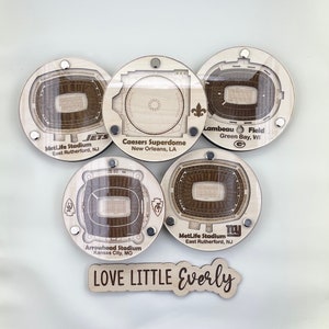 Custom 3D NFL Stadium Coasters – Football Laser Engraved Wood & Acrylic – Sports Fan Gift, Man Cave Decor, Father&#39;s Day
