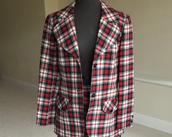 Vintage 2 Piece Wool Plaid Pendleton Suit Maxi Skirt Blazer