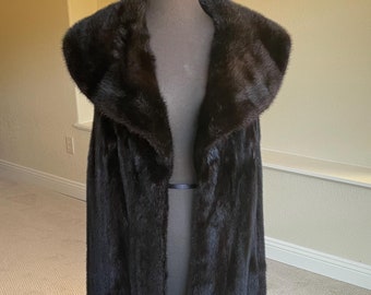 Vintage Long Dark Brown Mink Fur Vest Coat Etsy