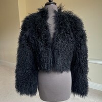 Vintage Sheepskin Shearling Coat in Yellow / Size Medium / Leather