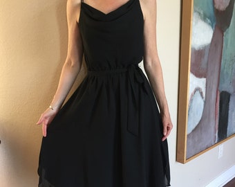 Vintage negro crepe disco vestido de Ferrali Moderno