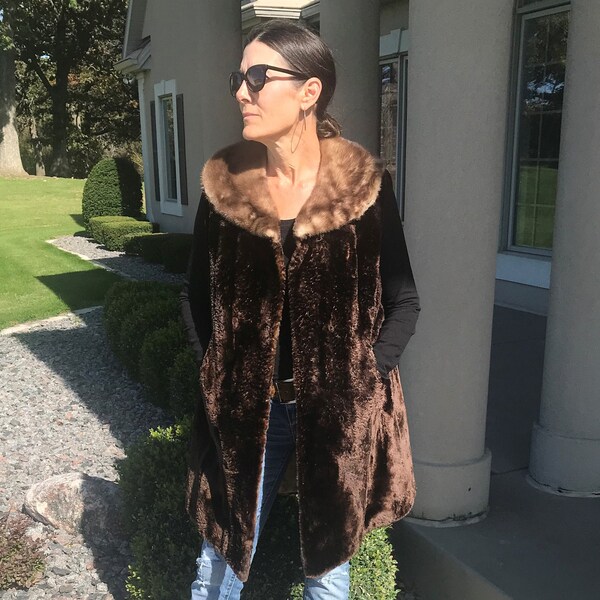 Vintage Sheared Beaver Vest Coat Mink