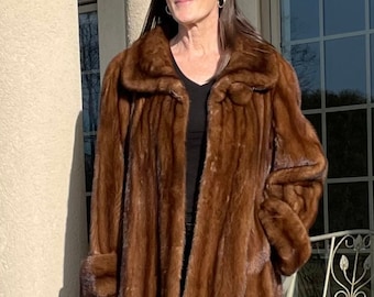 Vintage Long Chestnut Brown  Mink Sable Swing Fur Coat Dennis Basso