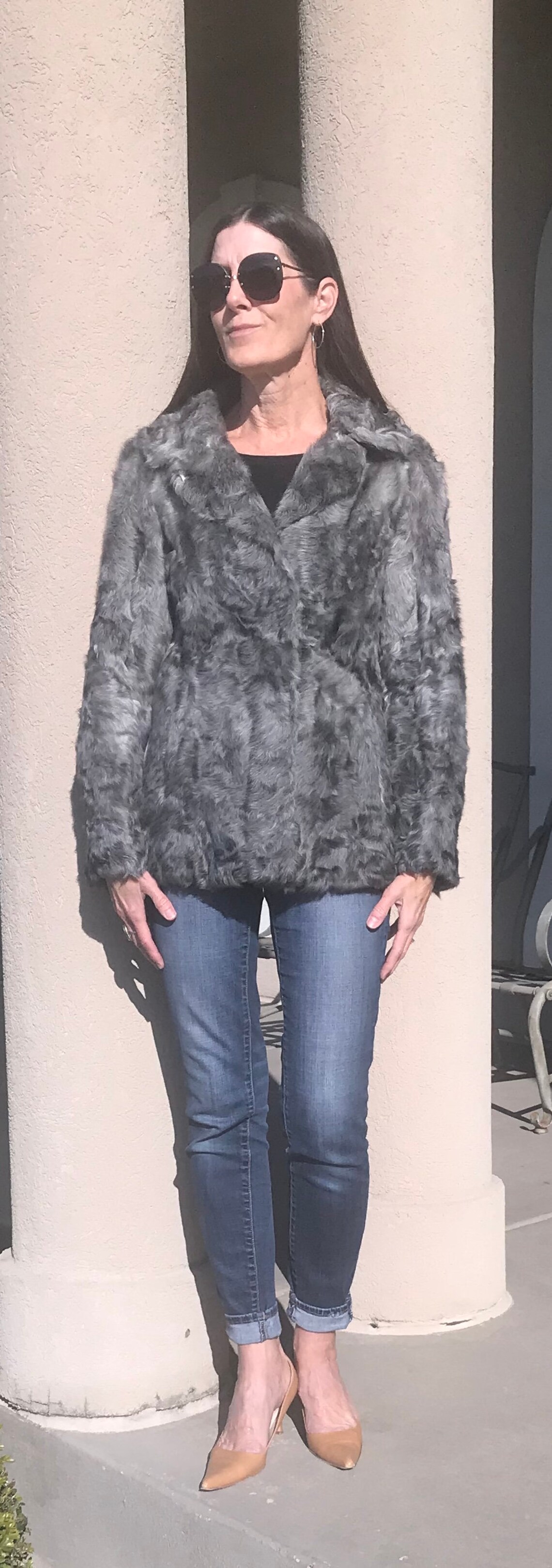 Vintage Gray Goat Fur Jacket Coat Etsy