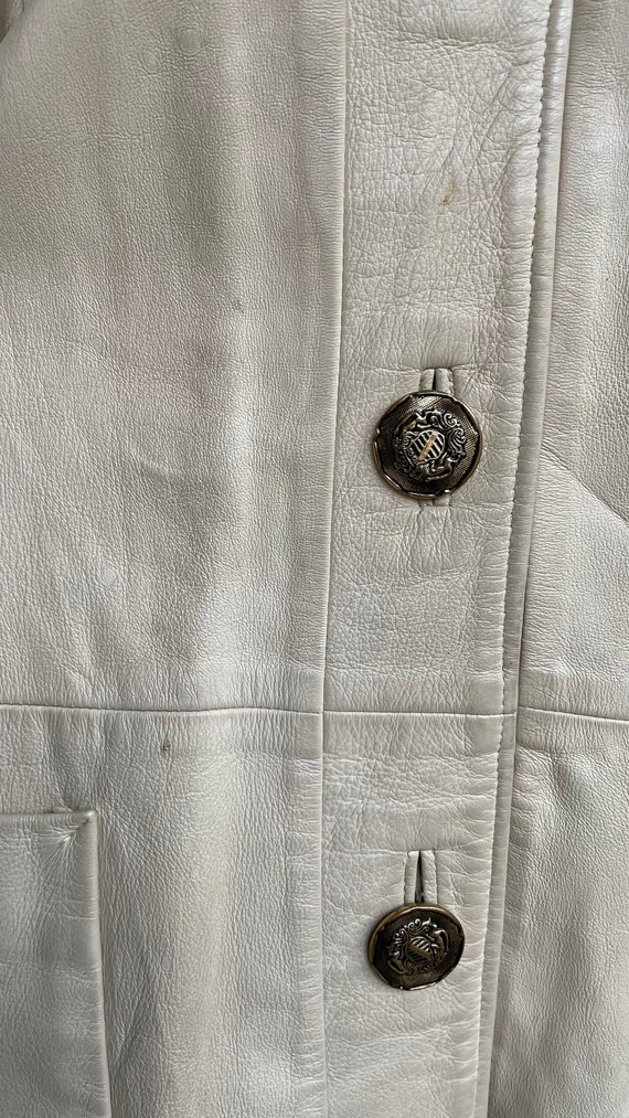 Vintage Modern Tan Beige Leather Sheath Coat 3/4 … - image 5