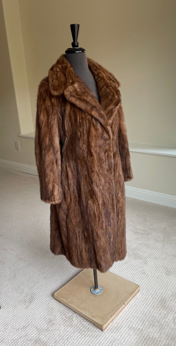 Vintage Long Chestnut Brown Mink Fur Coat Fitted … - image 8