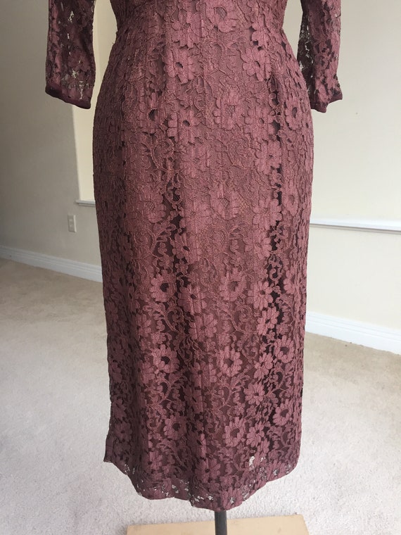 Vintage Brown Lace Fitted Dress Modern - image 4