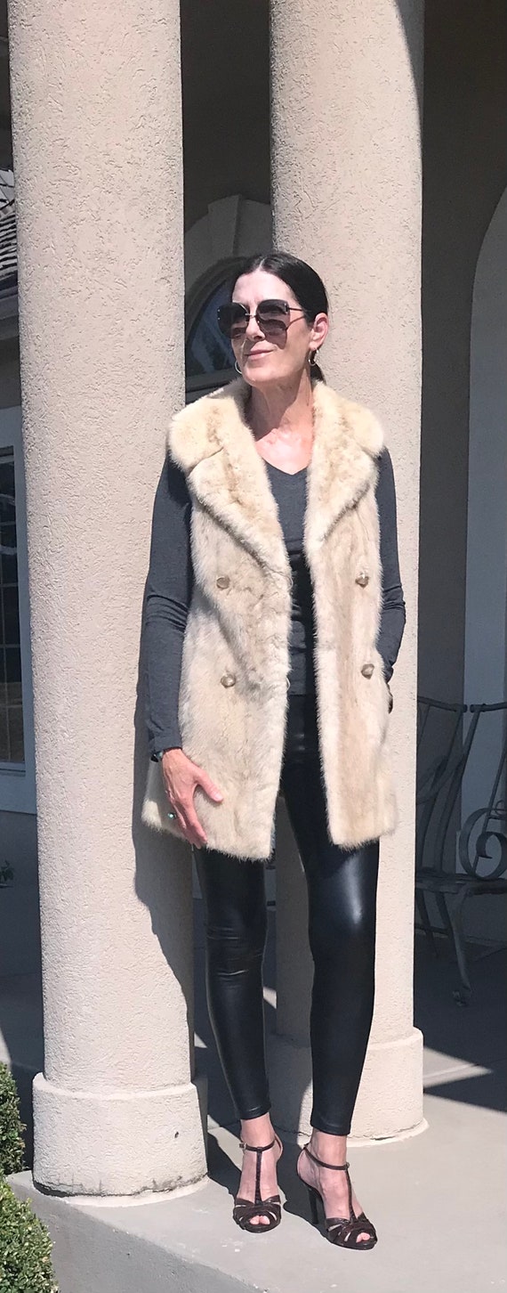 Vintage Cream White Ivory Mink Fur Vest - image 2