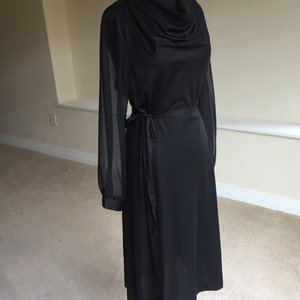 Vintage Black Disco Dress Sheer Sleeves Belted Modern image 8