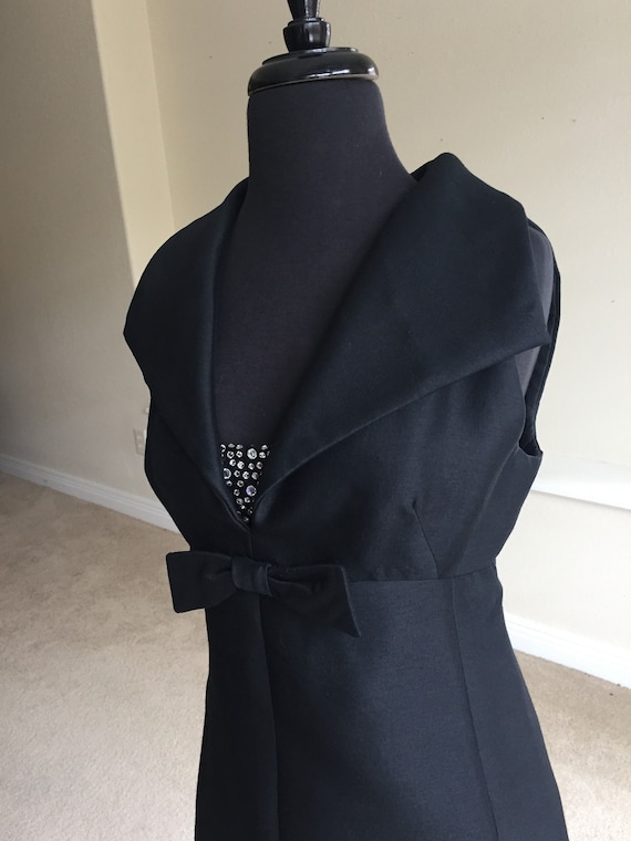 Vintage Modern Black Silk Sheath Empire Waist Dre… - image 7