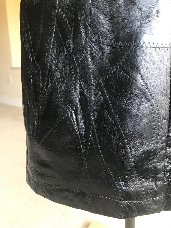 Vintage Modern Black Leather Patchwork Pencil Ski… - image 4