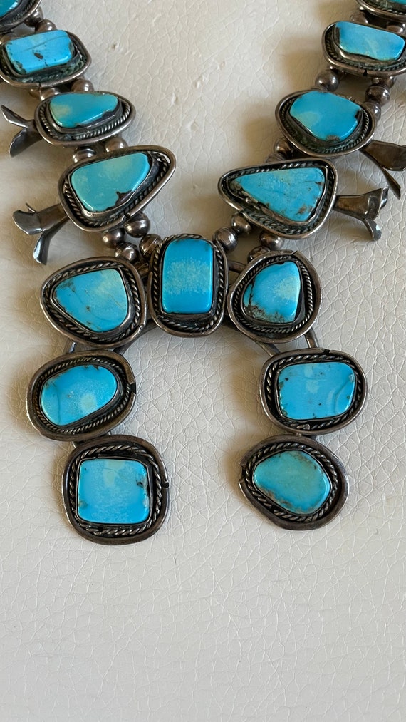 Vintage Mid Century Navajo Sterling Turquoise Squ… - image 4
