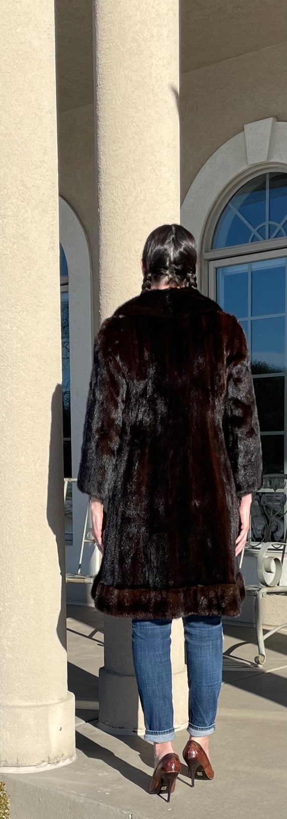 Vintage Long Dark Brown Mink Fur Coat Princess Cut - image 10